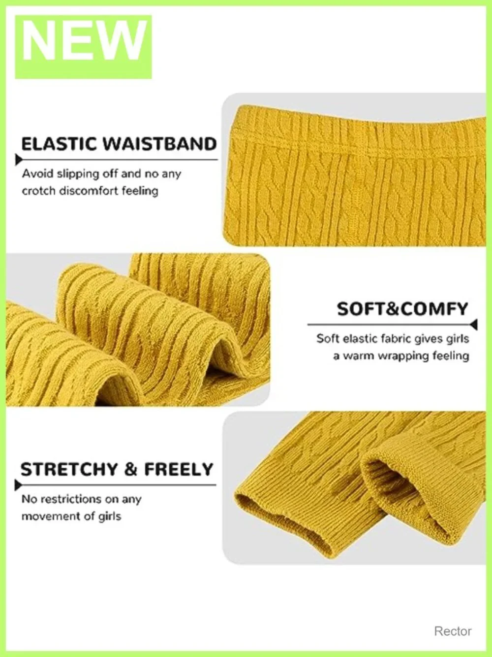 Girls Leggings Footless Knit Tights Stockings Set Stretch Pull On